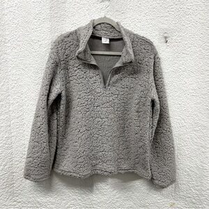 Gray women’s cardigan m, zipper front, long sleeves, warm & cozy vneck
